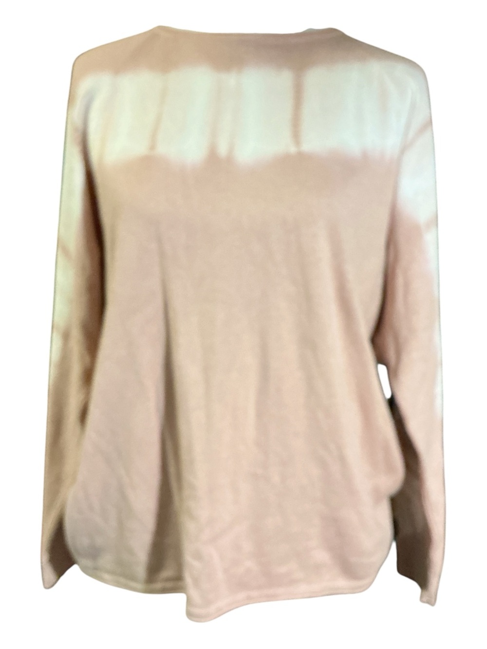 Women's Long Sleeve Tie-Dye Pullover Sweater - Cream and Tan